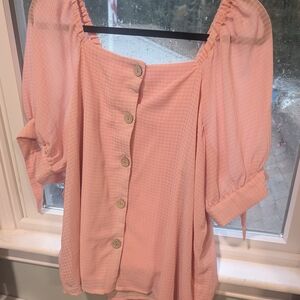 LC Lauren Conrad Blush Button-Front Blouse